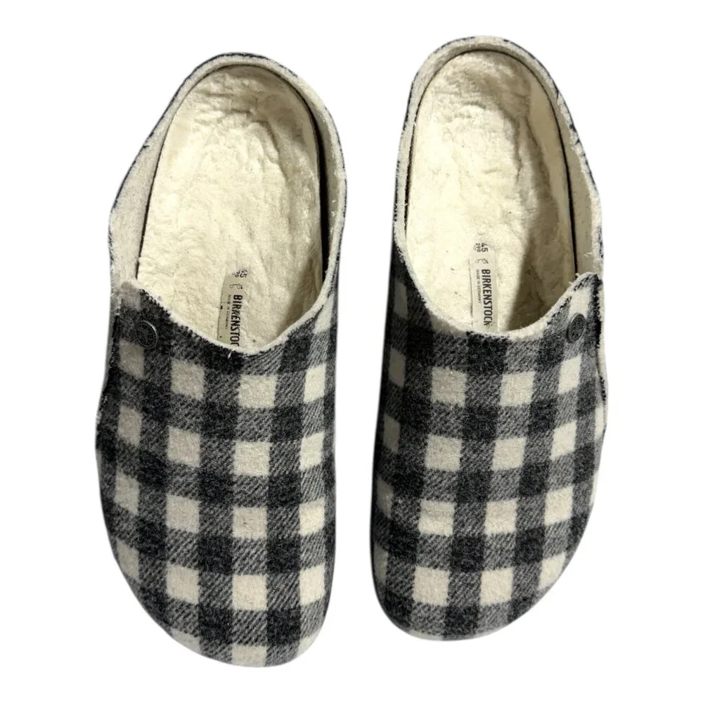 Birkenstock Zermatt Rivet Shearling Plaid Clogs EU 45 US 12 Regular Width - Picture 1 of 5